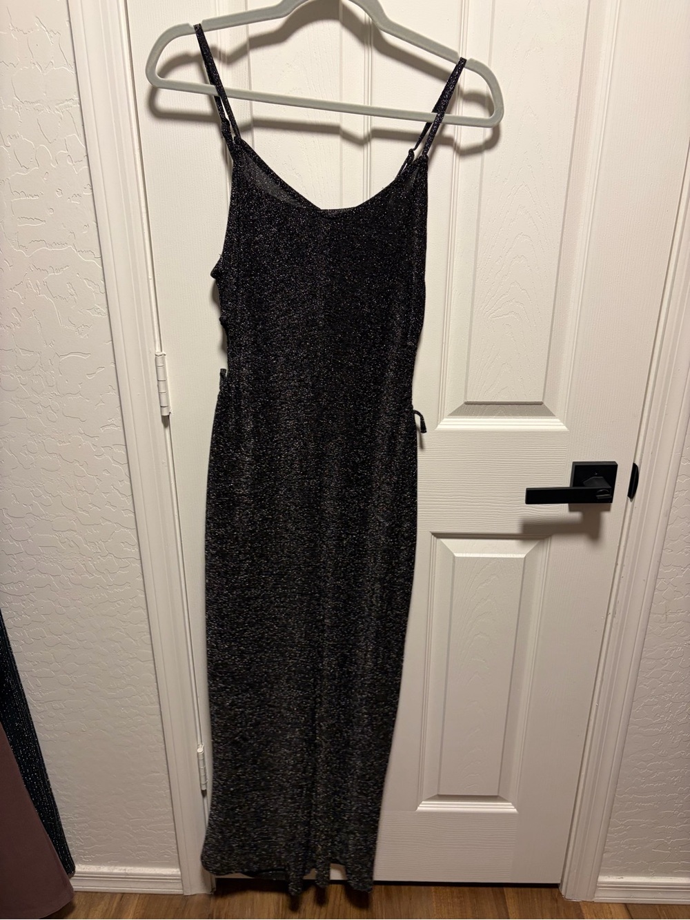 Black Sparkle Slip Jumpsuit with cut out  L